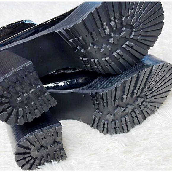 Forever 21 Faux Patent Leather Lug-Sole Booties Black Size 10 - Picture 9 of 12